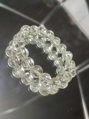 Clear Crystal Bead Stretch Bracelet - Transparent